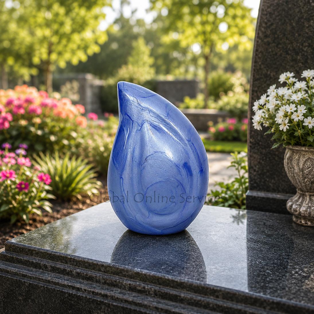 Ethereal Sky Blue Teardrop Keepsake Urn – A Soothing Symbol of Love & Remembrance