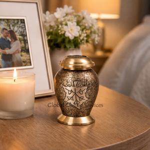 Falling Leaf Small Cremation Keepsake Container for Ashes