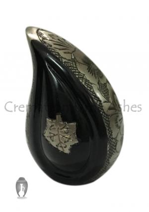 Falling Leaves Black Teardrop Memorial Funeral Urn