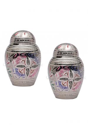 Pack Of 2 Farnham Pink Flower Engraved Dome Keepsake Cremation Urn for Human Ashes