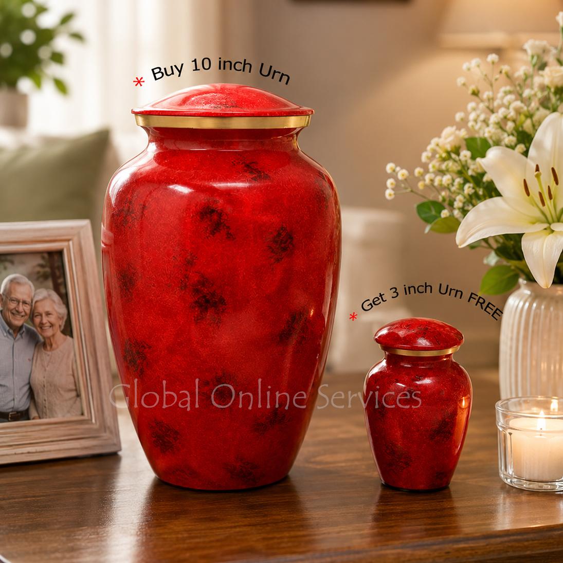 Fiery Mist Brass Large Cremation Urn for Ashes+ FREE Fiery Mist Brass Keepsake Urn (Large)