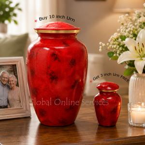 Fiery Mist Brass Large Cremation Urn for Ashes+ FREE Fiery Mist Brass Keepsake Urn (Large)