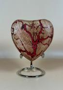 Fiery Wooden Heart Keepsake Urn with Red Lightning Veins