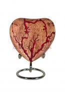 Fiery Wooden Heart Keepsake Urn with Red Lightning Veins