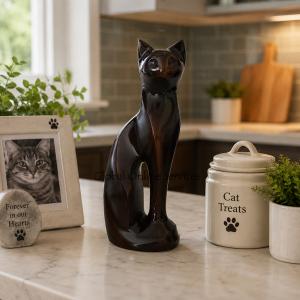 Figurine Sitting Brown Cat Urn For funeral Ashes
