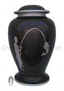 Fishing Memorial Black Adult Cremation Urn Ashes