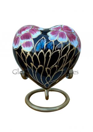 Floral Blush Heart Keepsake Mini Container for Cremation Ashes (Pink)