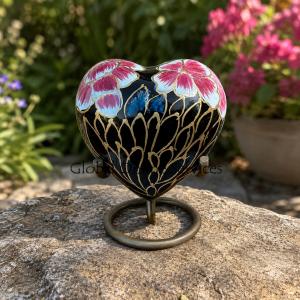 Floral Blush Heart Keepsake Mini Container for Cremation Ashes (Pink)