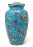 Large Floral Butterfly Brass Urn for Cremation Ashes 