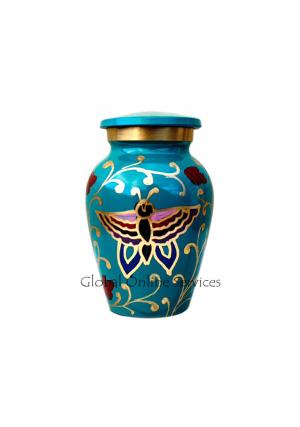Floral Butterfly Brass Keepsake Urn for Cremation Ashes 