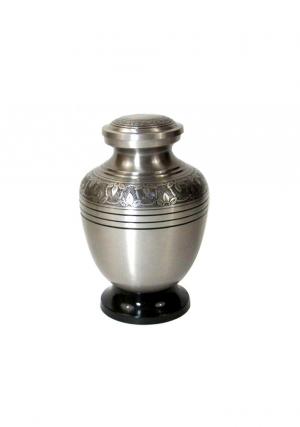 Floral Engraved Pewter Keepsake Urn – Premium Brass Mini Urn with Velvet Box