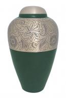 Floral Etched Antique Brass Cremation Urn for Human Ashes