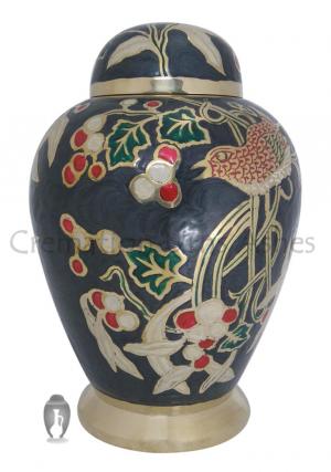 Flower Garden Black Large Adult Cremation Urn UK