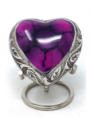 Funeral Leaf Urns, Mystic Purple Small Heart Keepsake Urn for Human Ashes (Purple)