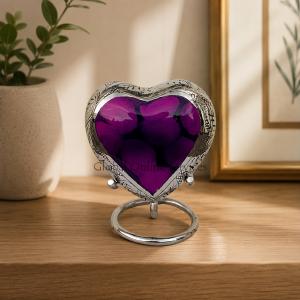 Funeral Leaf Urns, Mystic Purple Small Heart Keepsake Urn for Human Ashes (Purple)