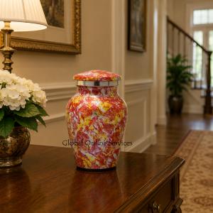 Garden Floral Keepsake Urn – Hand-Painted Aluminium Mini Memorial Urn for Ashes
