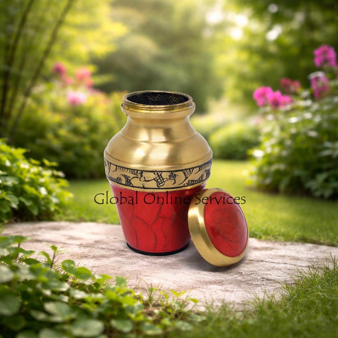 Garden Rose Pink With Gold Colour Mini Keepsake Urn for Ashes