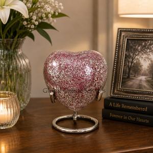 Glenwood Red Small Heart Keepsake Urn with Stand (Red)