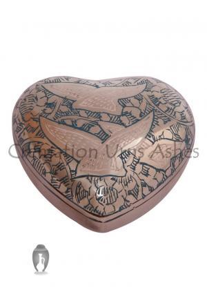 Going Home Doves Green Small Heart Keepsake Funeral Urn