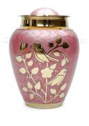 Gold Blessing Birds Large Adult Ashes Cremation Urn In Pink