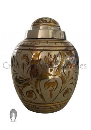 Gold Color Flower Dome Top Elegant Keepsake Urn for Funeral Human Ashes