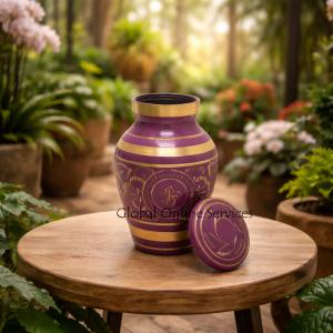 Gold Detailing Pink Keepsake Urn for Cremation Ashes