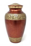 Gold Engraved Brass Floral Adult Urn for Funeral Human Ashes. (Large)