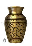 Gold Engraved Leaves Small Memorial Keepsake Urn For Ashes