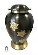 Gold Falling Leaves Big Container for Adult Funeral Urns Ashes