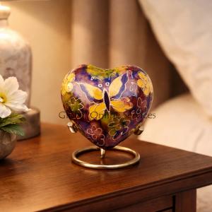 Golden Butterfly Small Heart Keepsake Funeral Urn