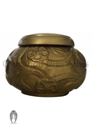 Golden Climbing Roses Stone Curved Keepsake Cremation Urn for Ashes