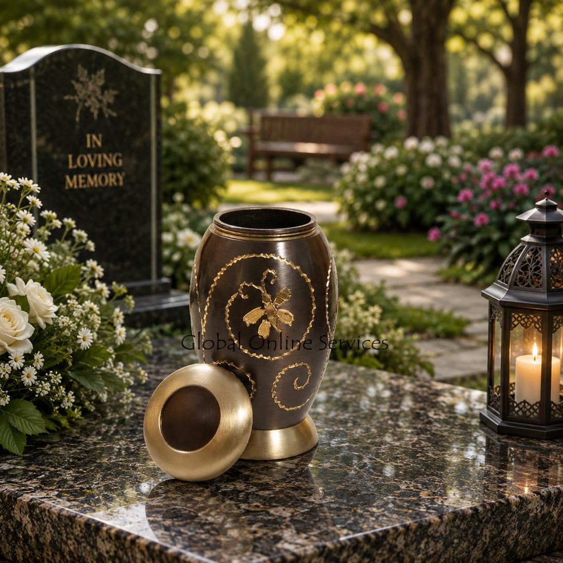 Golden Creeper Little Keepsake Memorial Urn for Human Ashes