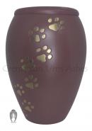 Golden Paw Prints Pink Memorial Urn for Ashes
