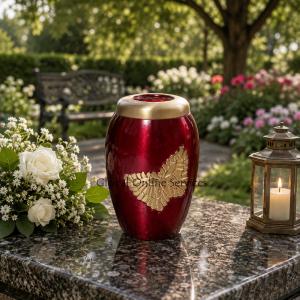Golden Soaring Butterfly Pink Cremation Keepsake Urn Ashes