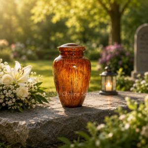 Golden Sunrise Keepsake Urn – Handcrafted Aluminium Memorial for Ashes