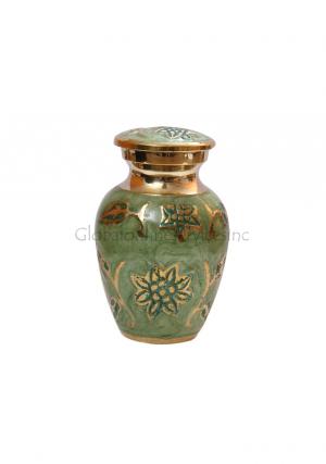 Gorgeous Green Enamel Funeral Mini Keepsake Urn Ashes