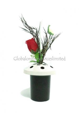Grave Vases in Black and White for Flowers, Aluminum Made 14 Cm Height