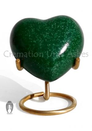 Green Heart Small Keepsake Urn for Ashes, Memorial Heart Urn