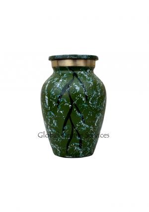 Green Marble Keepsake Urn – Handcrafted Mini Brass Memorial for Ashes