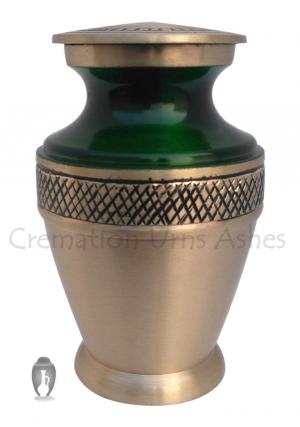 Green and Gold Brass Keepsake Funeral Container for Cremation Ashes
