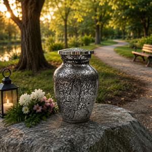 Harlow Black Flying Bird Keepsake Urn –Premium Brass Mini Urn with Secure Lid