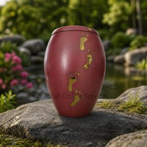 Infant Paw Prints on Sutton Pink Child Cremation Brass  Urn UK