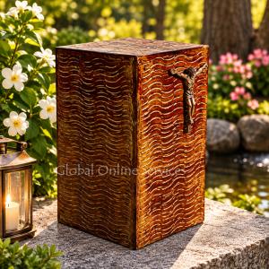 Iron Cremation Urn Ashes, Cross Christ Urn