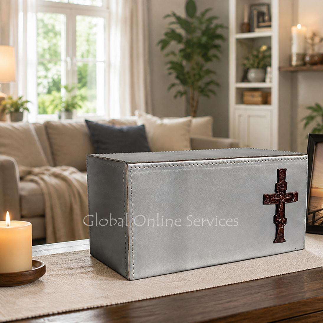Iron Cremation Urns Ashes, Cross Christ Urn For Human Ashes