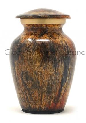 Keepsake Brass Ashes Container Wooden Finish Funeral Urn
