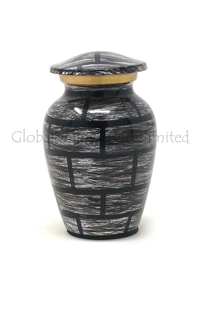 Antique-Inspired Brass Keepsake Urn – Vintage Textured Black & Silver Mini Urn
