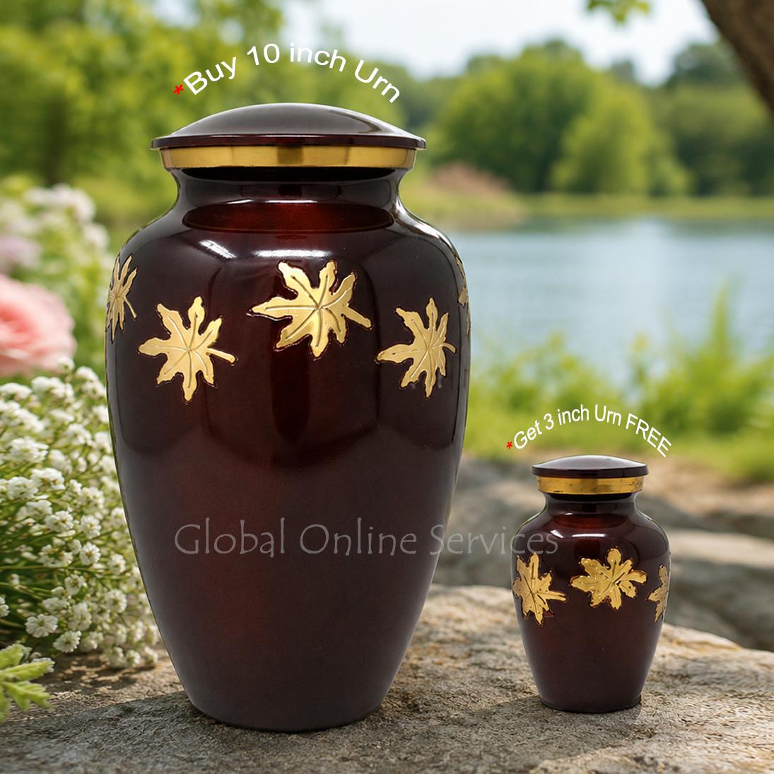 Large Adult Falling Leaves Cremation Urn For Ashes + FREE Small Falling Leaves Keepsake Urn (Large)