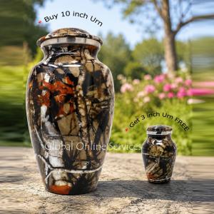 Large Aluminium Camouflage Cremation Urn+ FREE Small Aluminium Keepsake Urn (Large)