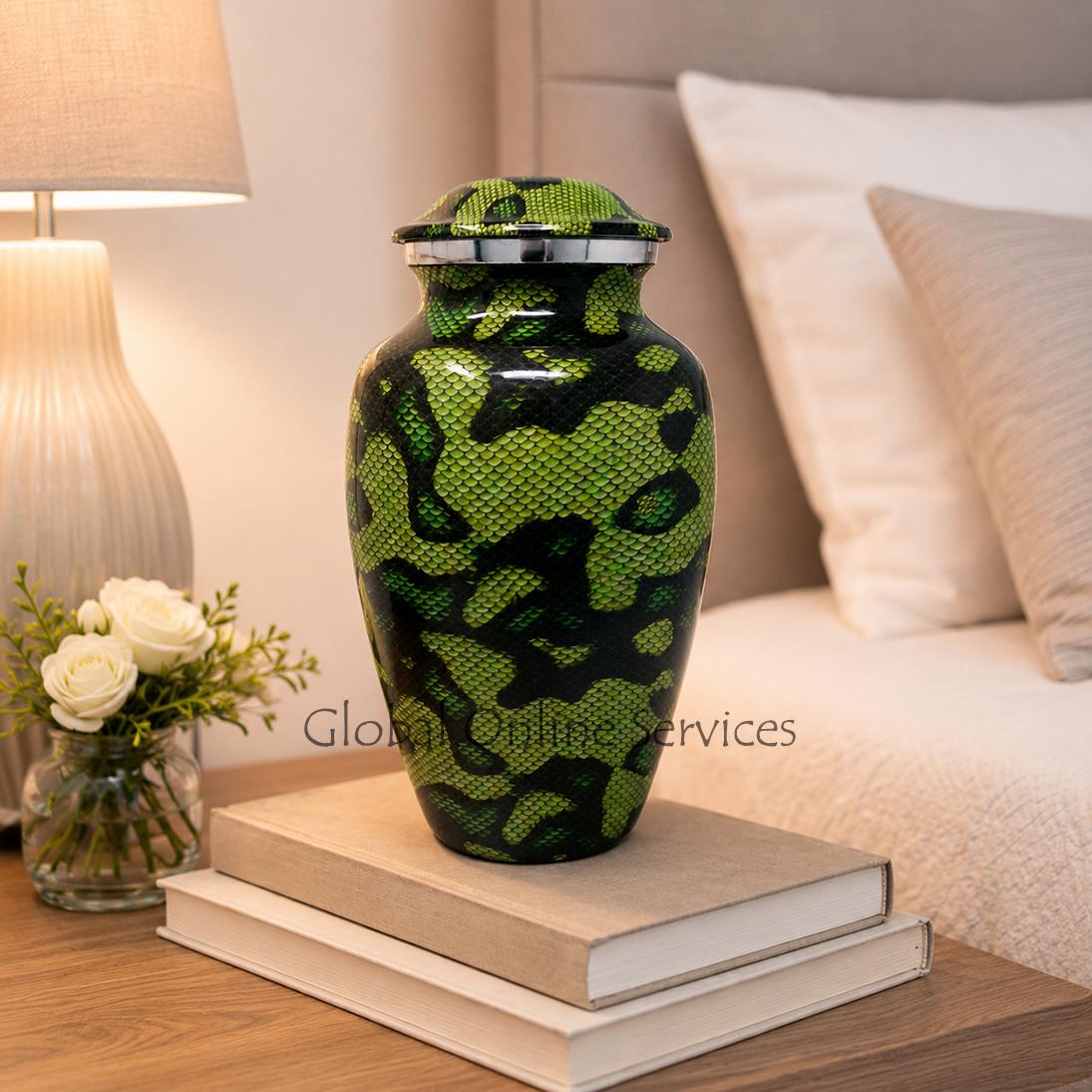 Large Aluminium Green Urn for Funeral Human Ashes