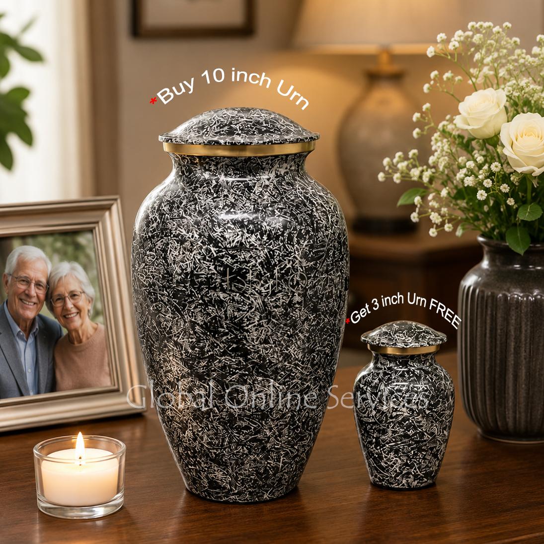 Large Ashes Container Adult Funeral Urn+ FREE Brass Keepsake Ashes Container Urn (Large)